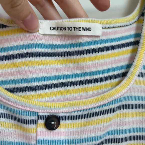 Colorful stripe tie front tank top - Picture 2 of 4